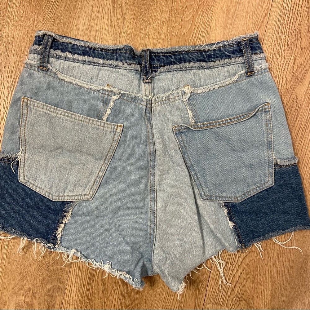 wild fable Patchwork Two-Tone Denim Jean Shorts - Light & Dark Blue - Picture 2 of 4